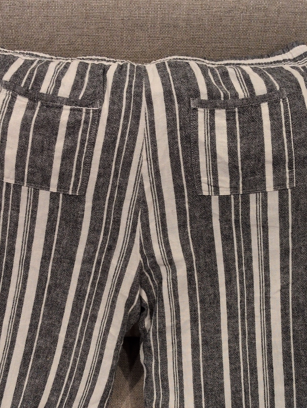 Ellen Tracy Charcy Gray & White Vertical Stripe Linen Blend Pant Large - Picture 10 of 11